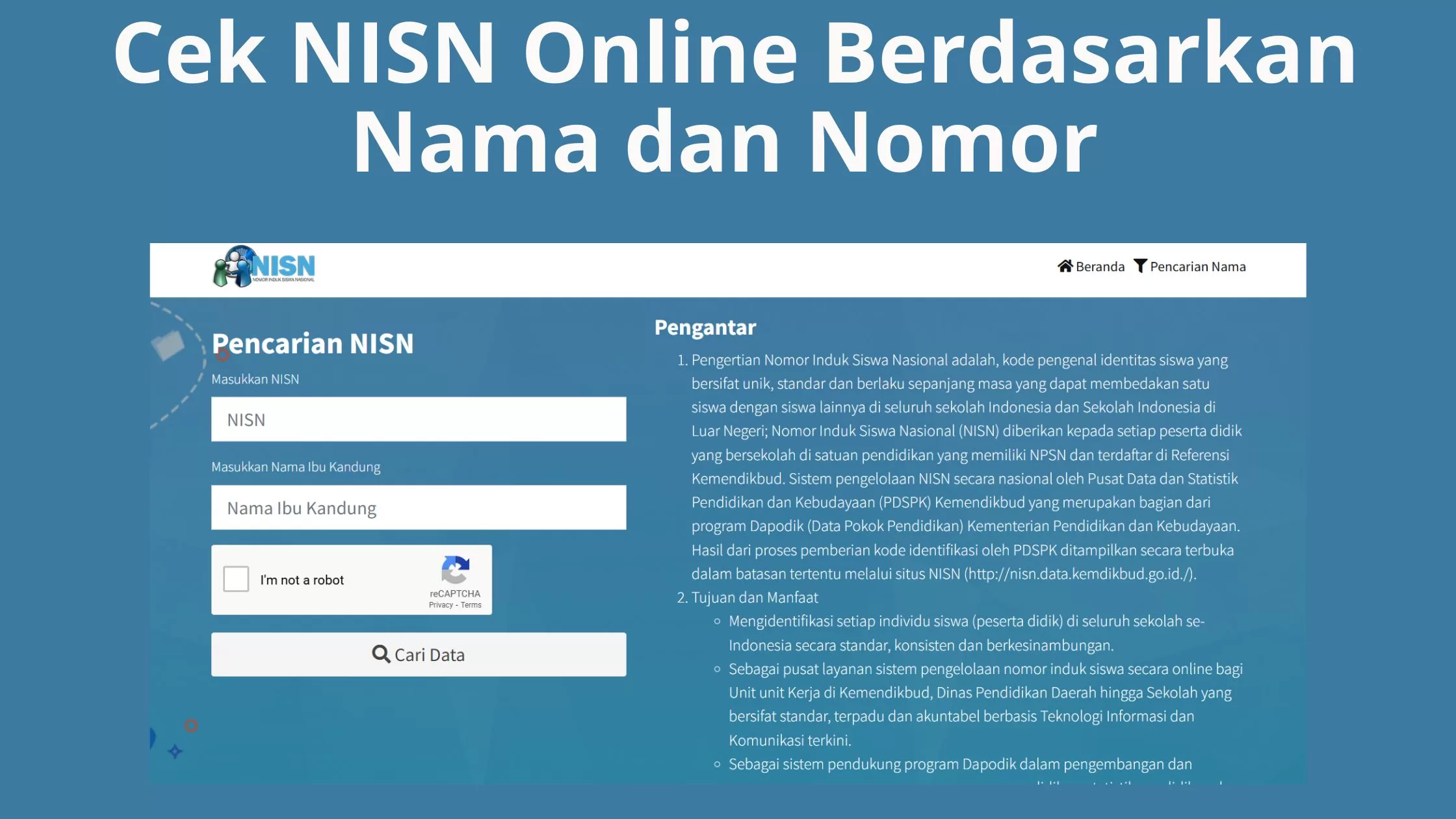 Cek NISN Online Berdasarkan Nama dan Nomor