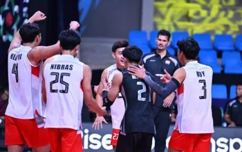 timnas volly putra indonesia berhasil menjuarai turnamen avc men's vollyball usai mengalahkan korea selatan dengan skor 1-3