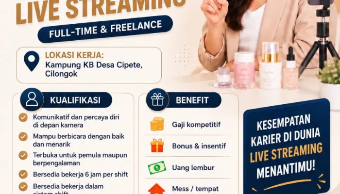 Lowongan Kerja Host Live Streaming Cilongok 2026, Peluang Menarik untuk Pemula