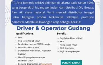 lowongan kerja Driver Operator Gudang Purwokerto 2026