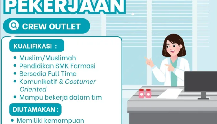 Lowongan Kerja Crew Outlet Apotek Adrio Farma Sokaraja 2026, Peluang Menarik untuk Lulusan SMK Farmasi
