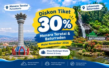 Ilustrasi diskon tiket Menara Teratai dan Baturraden sebesar 30 persen mulai November 2026