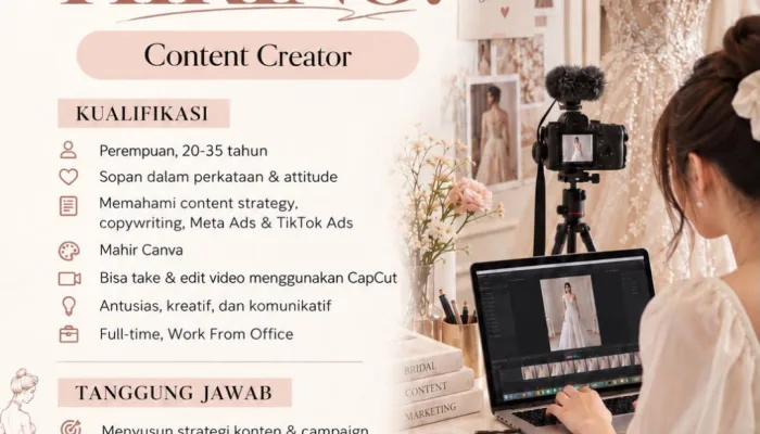 Lowongan Content Creator Purwokerto: 7 Kualifikasi Menarik di YP Bridal & Couture